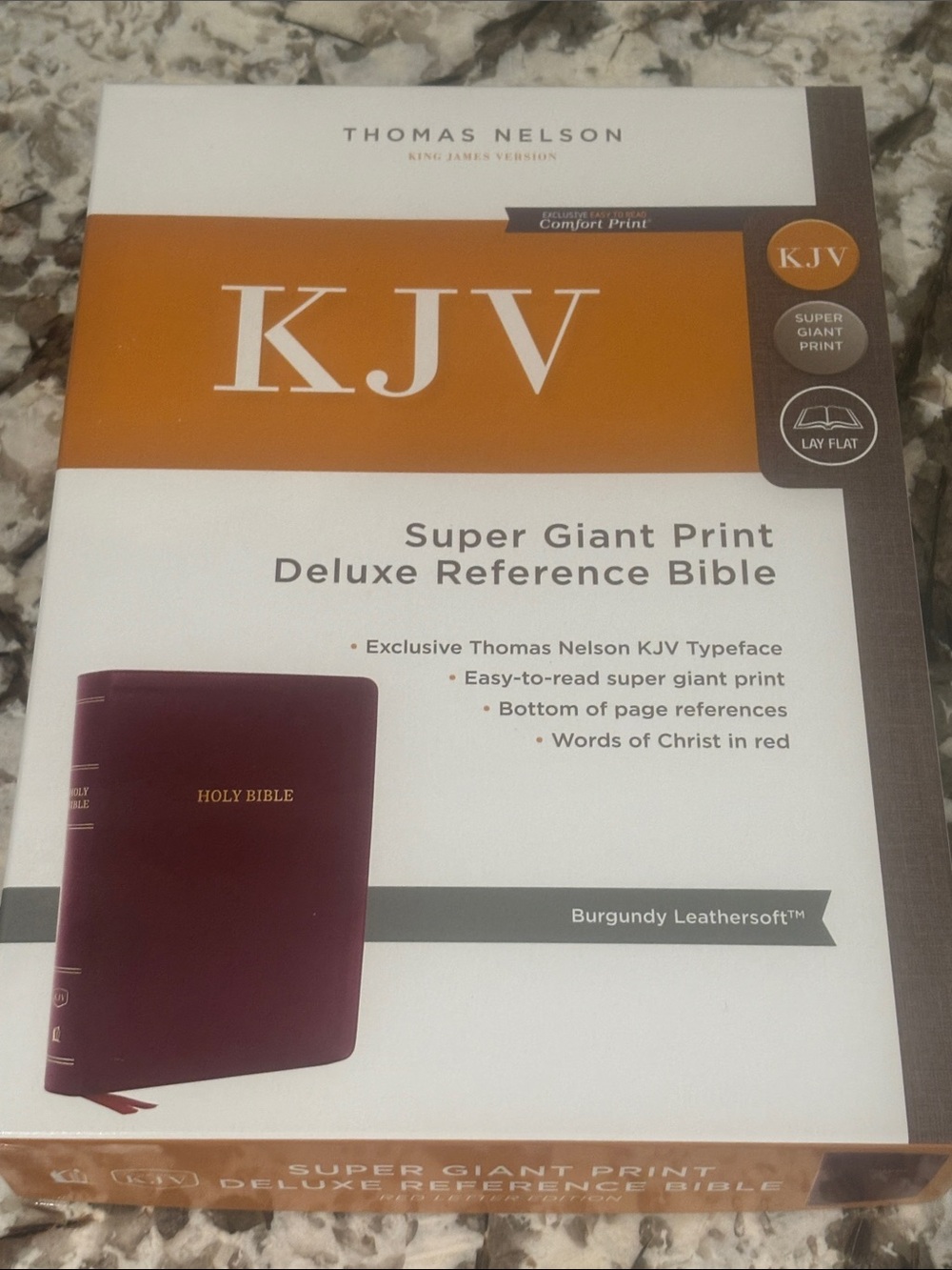 KING JAMES KJV SUPER GIANT PRINT DELUXE REFERENCE BIBLE NWT BURGUNDY LEATGERSOFT